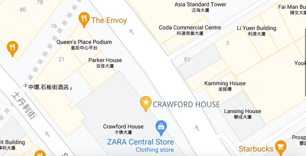 Map of Crawford House Location
卡佛大廈地圖